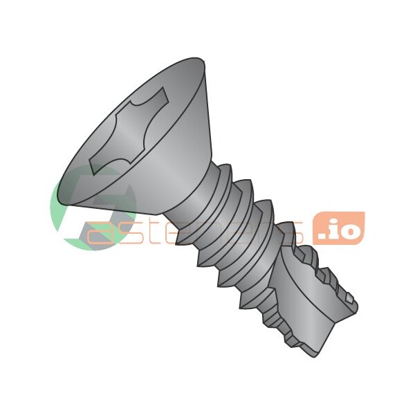 Newport Fasteners Thread Cutting Screw, #6 x 1/2 in, Black Oxide Steel Flat Head Phillips Drive, 10000 PK 530968 - main
